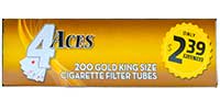 4 Aces Cigarette Tubes Gold King Size PP 2.39 200ct Box 